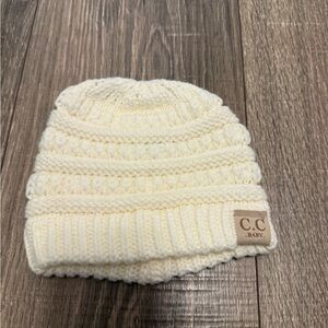C.C. Beanies BABY White Knit Hat Size 0-6 Months